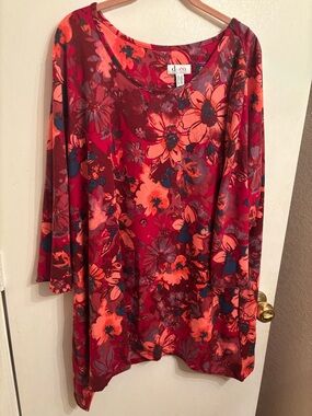 Denim & Co. 2X  Soft Stretch  3/4 Sleeve Tunic Top